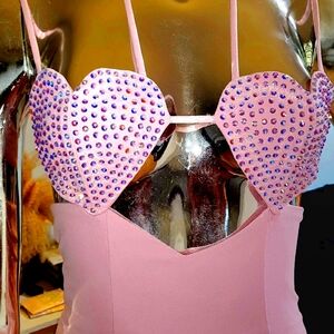 Oh Polly Pink Mini Dress with Purple Embellishments